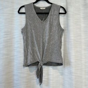 Olivia Rae-NWT-Small-Black & White Striped V-Neck Cropped Lounge Tank Top